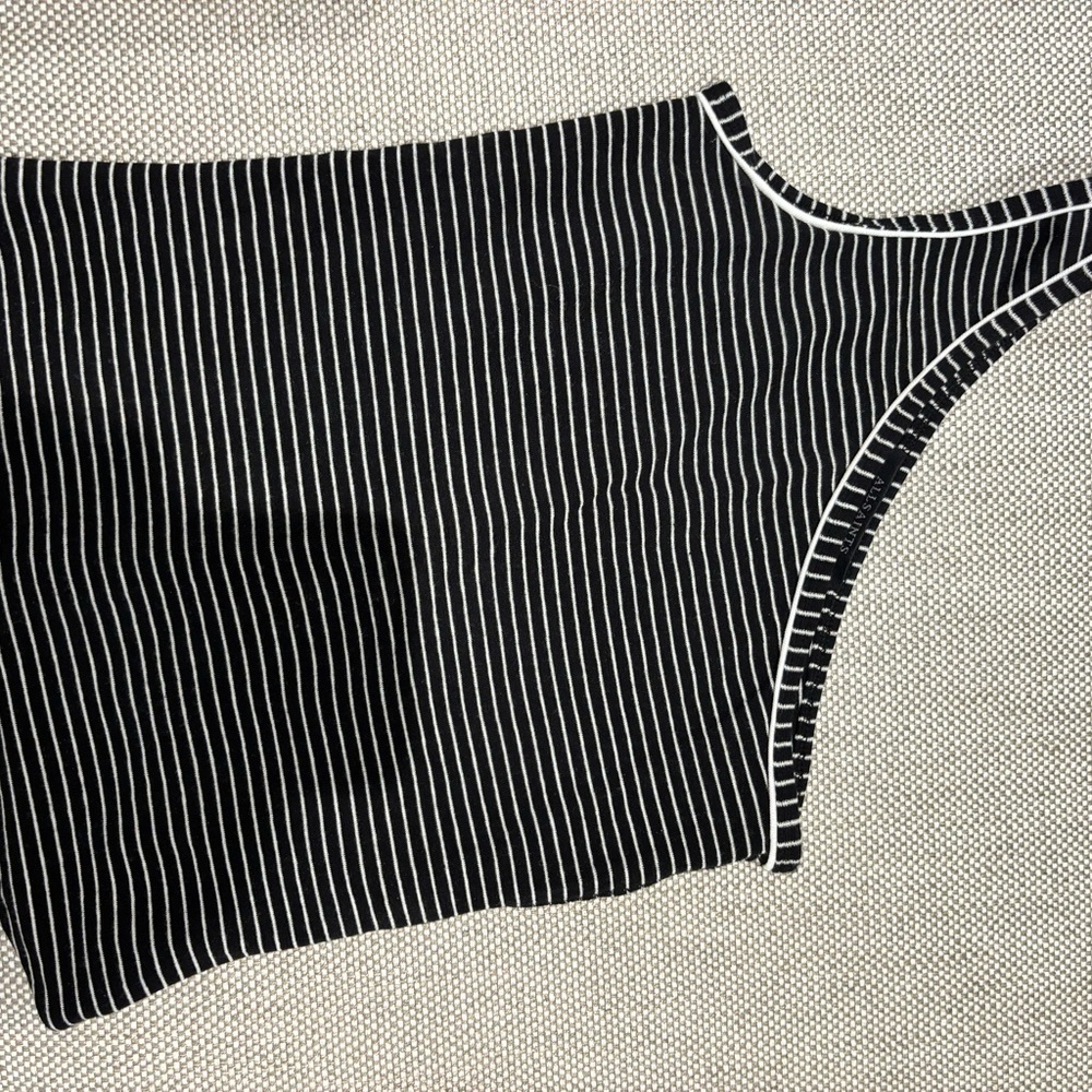 All Saints Black and White Striped Bodsuit